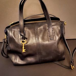 Fossil handbag butter soft black leather